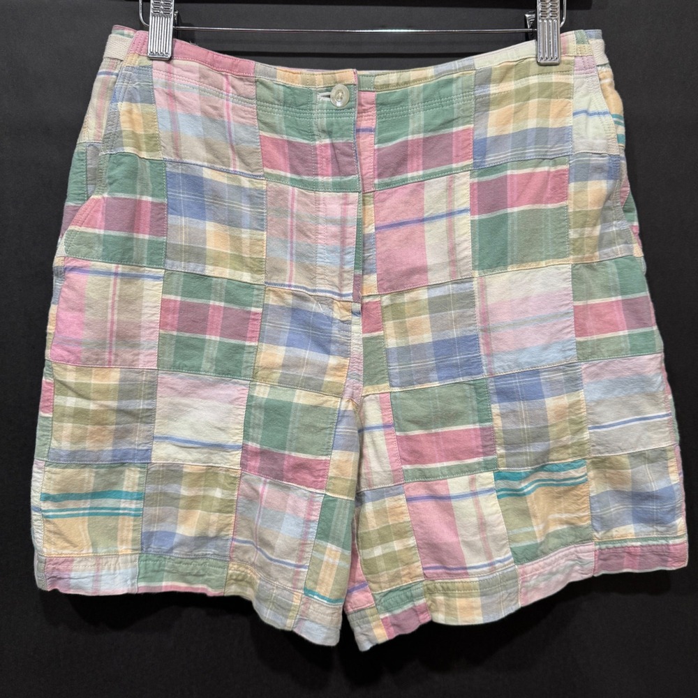 Lauren Ralph Lauren Patchwork Madras Plaid Shorts Pastel Multi-Color Size 6